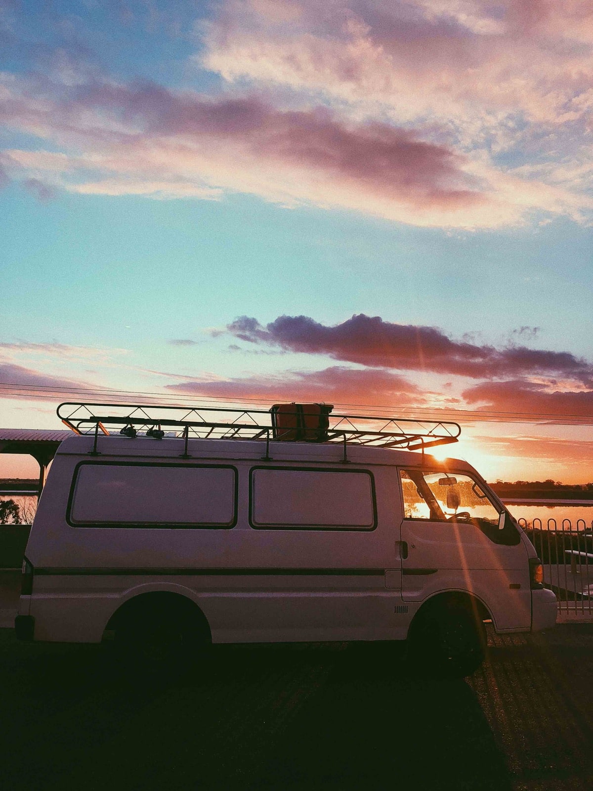 Camper van sunset